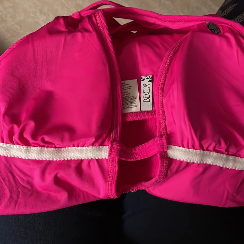 NWT Becca one piece cut out pink bathing suit-Size Med - Picture 7 of 8